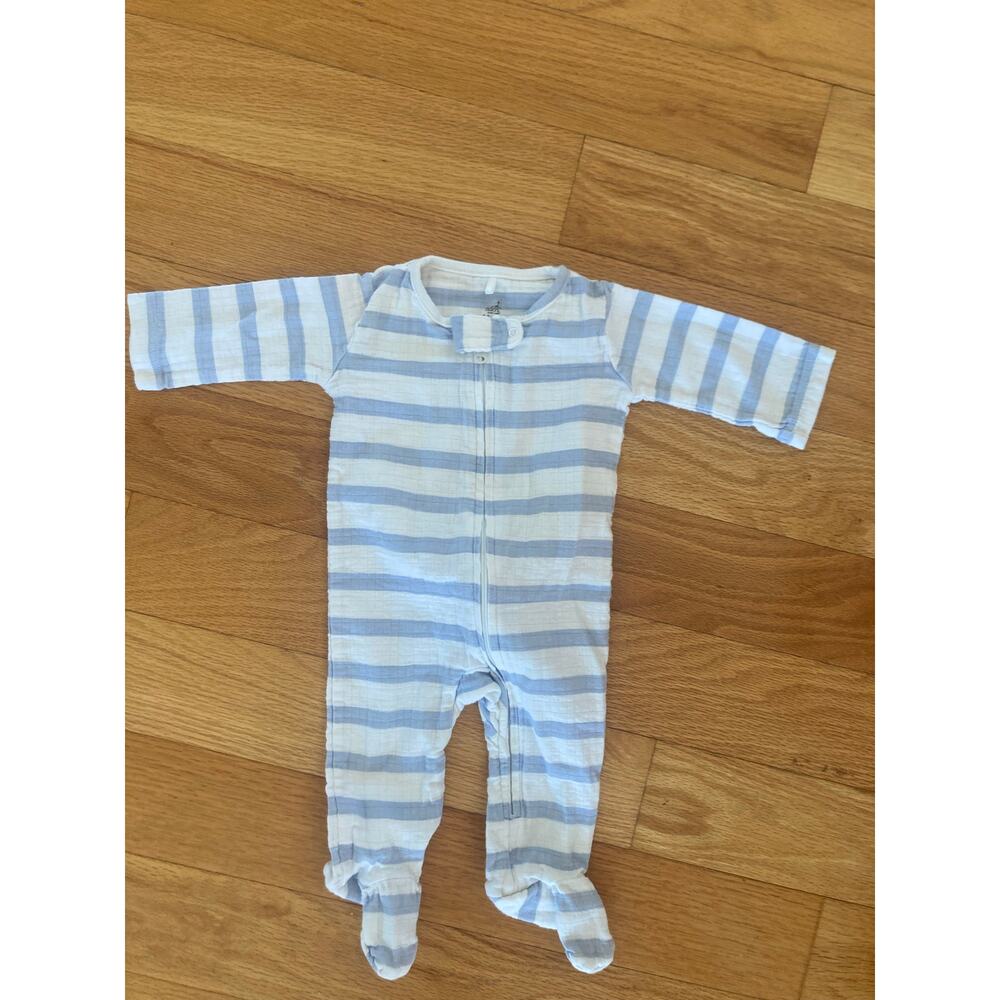 Aden by Aden + Anais Cotton Blue Stripe Baby Boy Onesie Footie Sleeper 0-3 Mnths